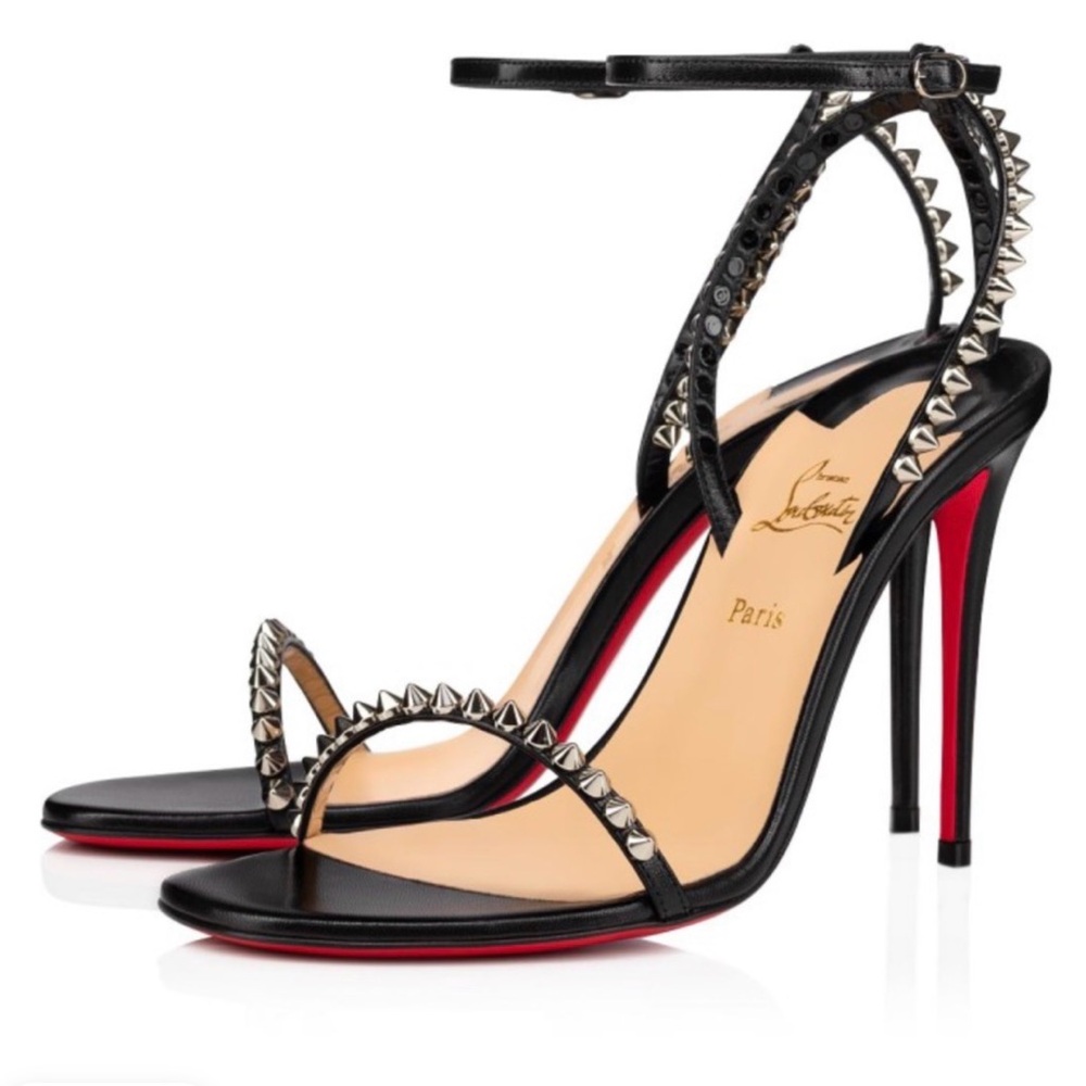 Christian Louboutin So Me Black and Silver Studded Heels